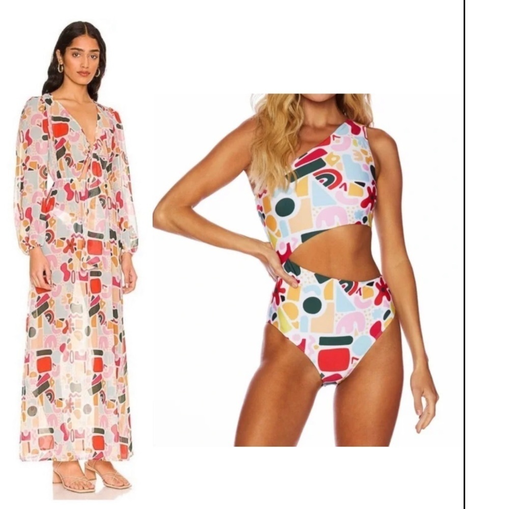 Beach Riot Shiloh Celine swim cover up set chiffon maxi dress one piece swim